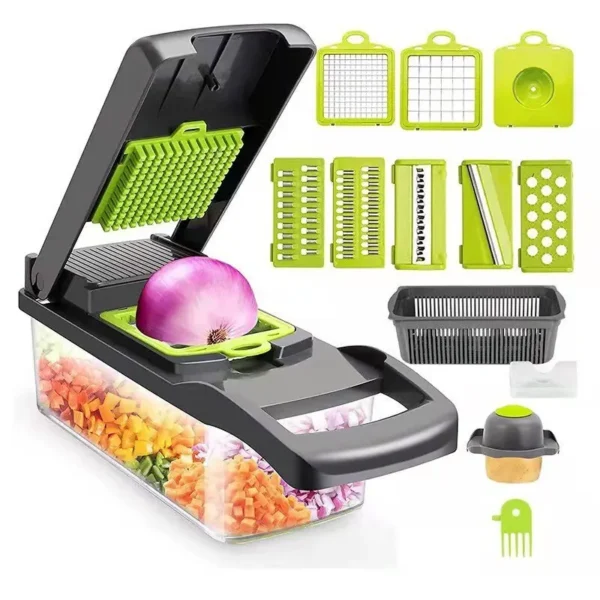12-in-1 Multifunctionele RVS Mandoline – Professionele Groentesnijder