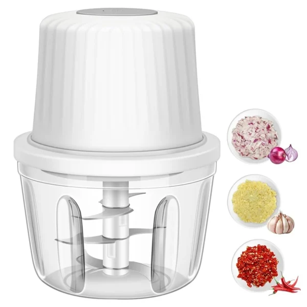 Elektrische Knoflook & Groentehakker Oplaadbaar USB — 400 ml, 6 RVS-Messen