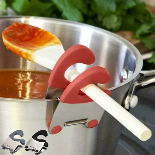 Siliconen Potclip Lepelhouder Anti-Verbrand — Klipt op Elke Pan of Pot